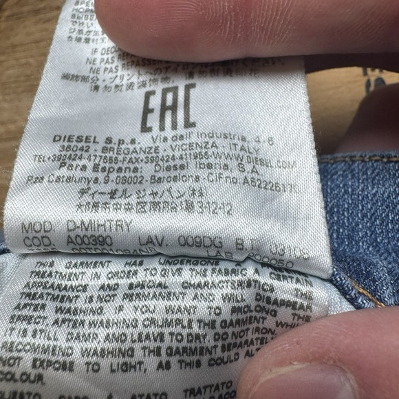 Diesel Jeans Men 32x32 Blue D-MIHTRY Straight Leg Stretch Destroyed Skater 009DG - Picture 11 of 16